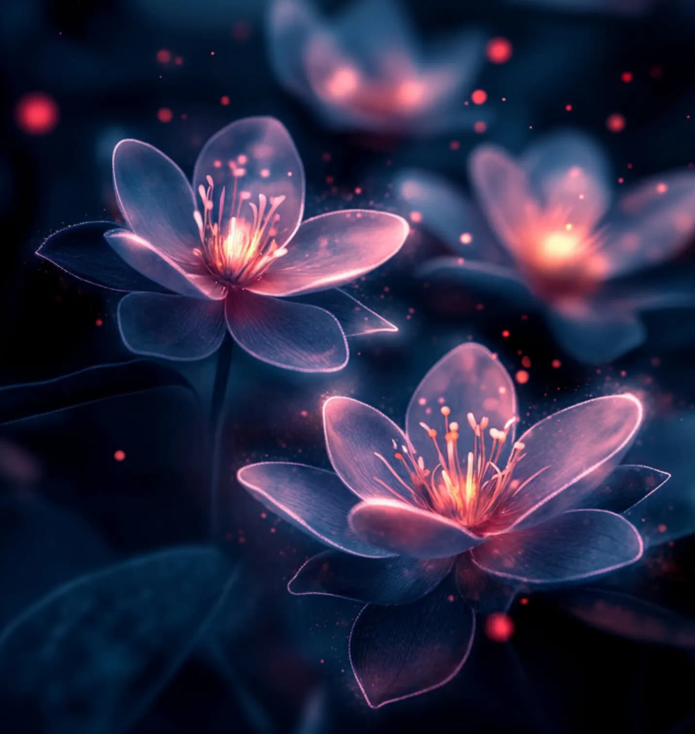 Decorative glowing lotus flowers